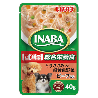 INABAパウチ とりささみ＆緑黄色野菜 ビーフ入り | 商品情報